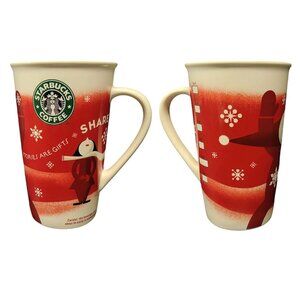Starbucks Grande Coffee Mug 2010 Christmas Snowman "Stories are Great" 16 oz .